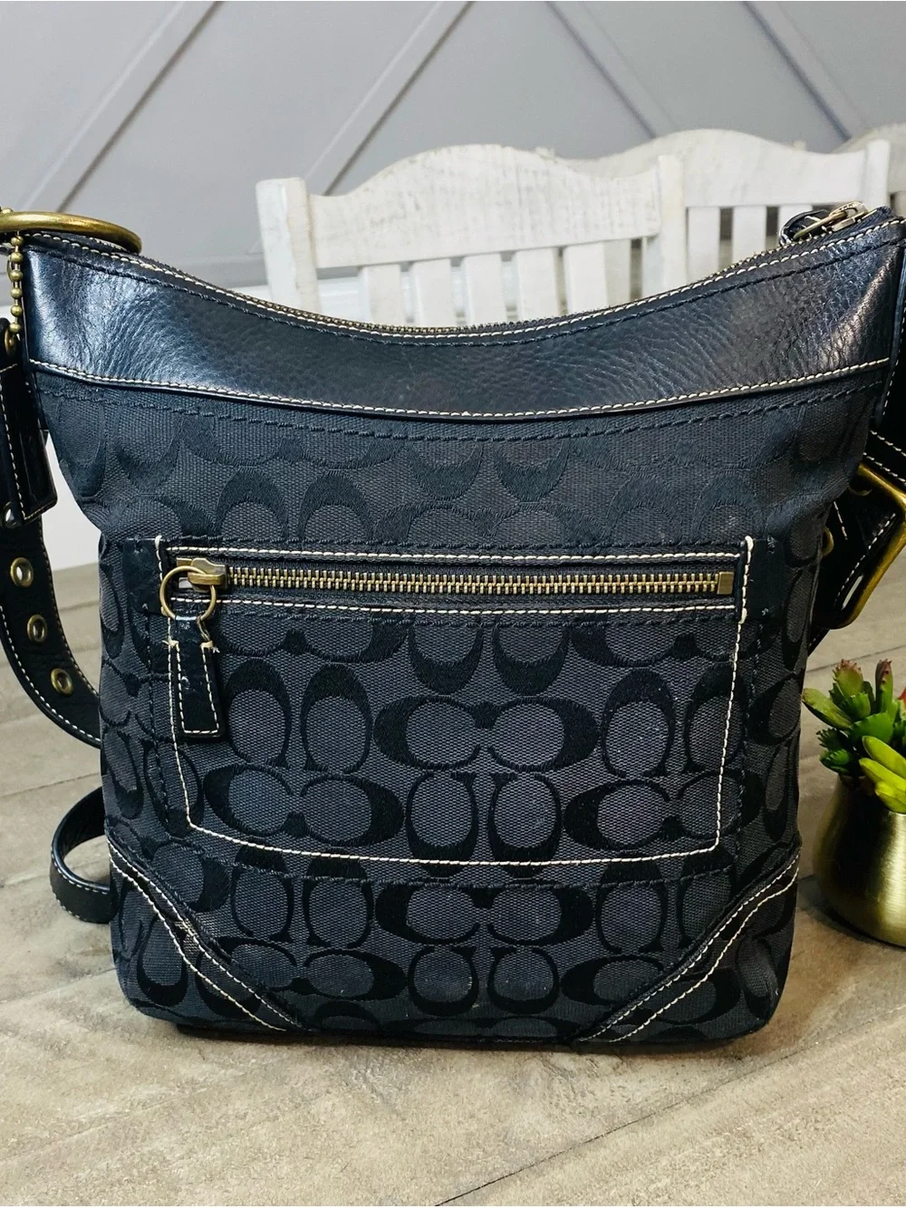 Coach Signature C MonograCoach Signature C Monogram Crossbody Shoulder Bag Black